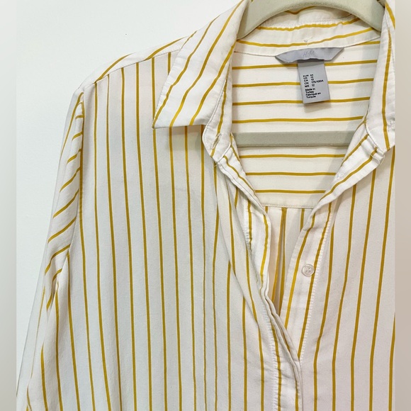 H&M Vintage Feel Mustard  Stripe Button Down Shirt - Picture 3 of 7